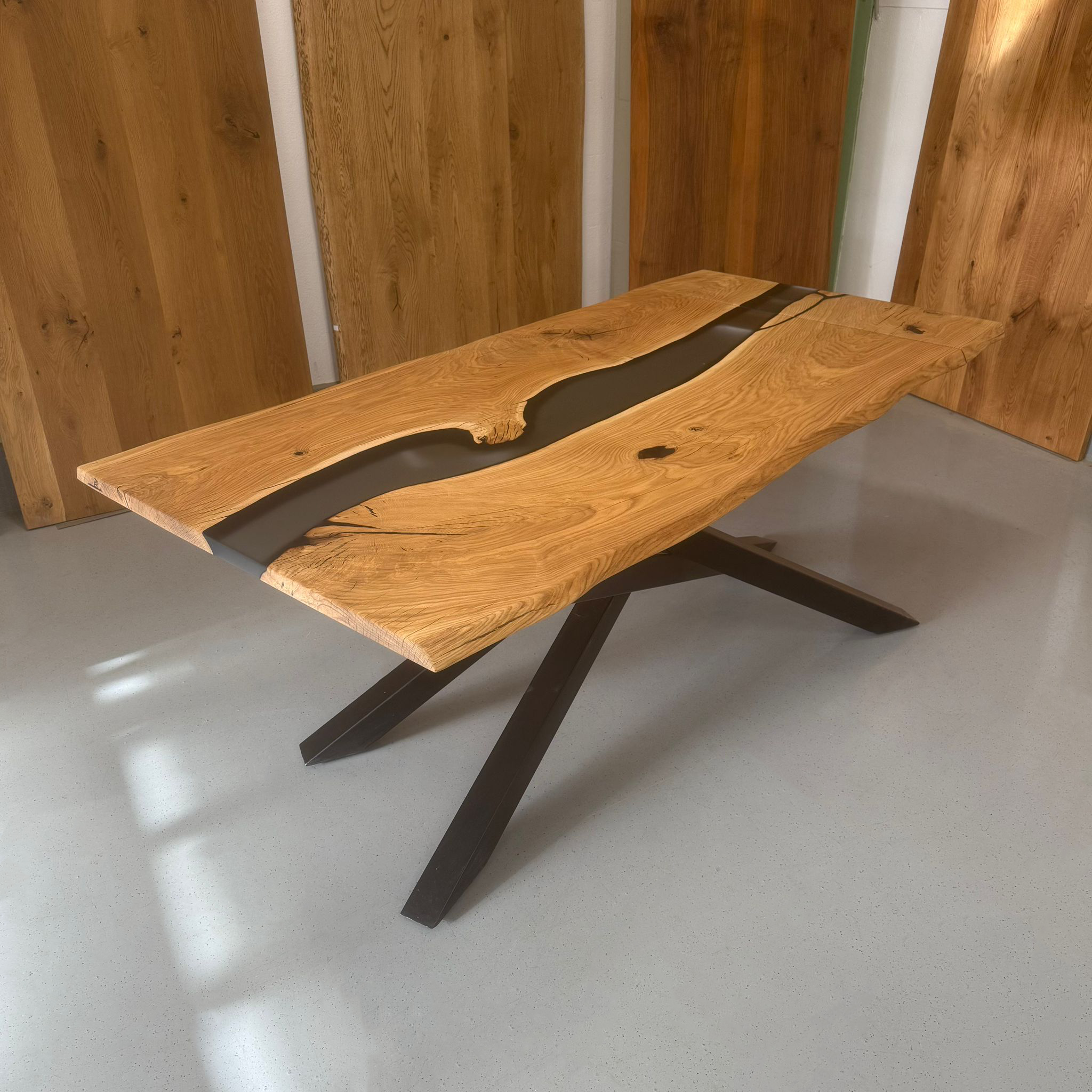 Sale! Epoxidharz Esstisch aus Eiche | 180 x 100 cm + Ansteckplatte | verschiedene Gestelle