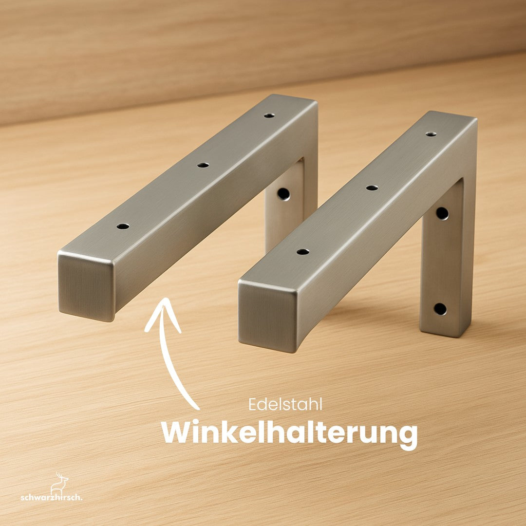 Waschtisch aus Eiche mit gerader Kante | Wandhalterung in Winkelform